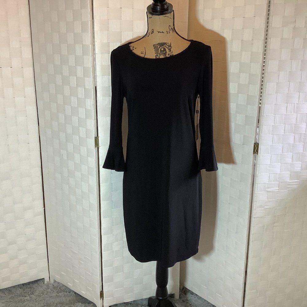 NWT Laundry by shelli segal black mini dress size XS bell sleeve